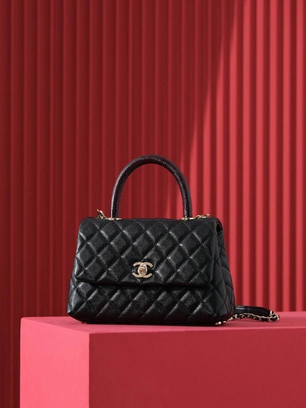 Chanel CoCo Handle Black 24cm Burgundy