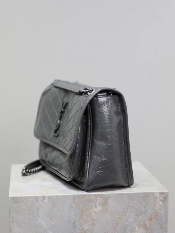 Saint Laurent YSL Niki Medium Gray Hooligan Bag - Image 3