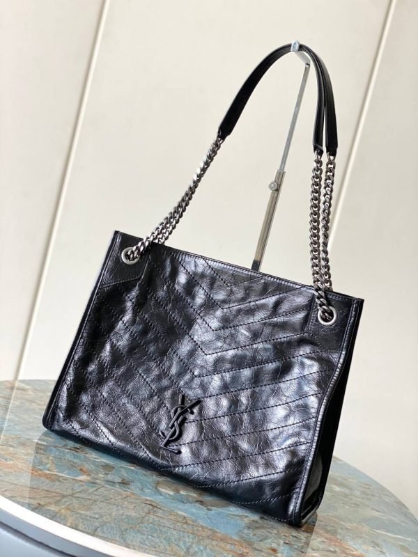 Saint Laurent YSL Niki Black label Logo Tote Bag