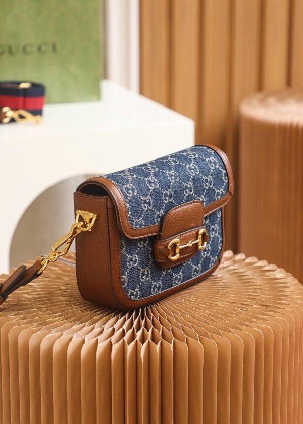 GUCCI Horsebit 1955 Grayish blue Denim Mini - Image 2