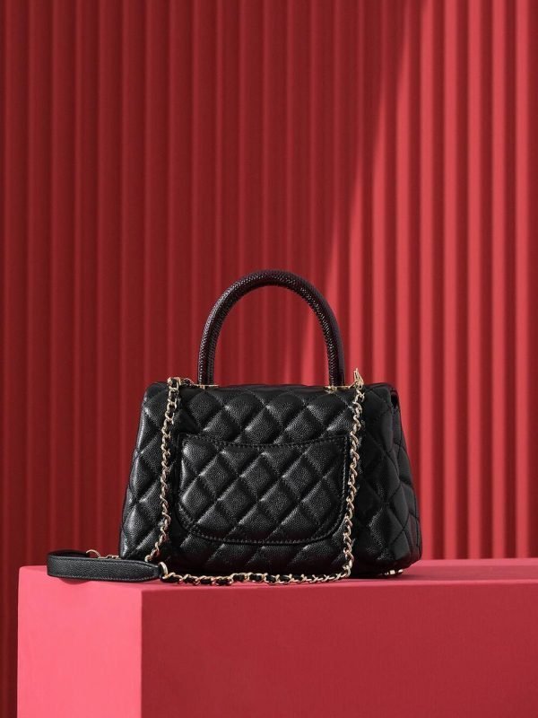 Chanel CoCo Handle Black 24cm Burgundy - Image 4