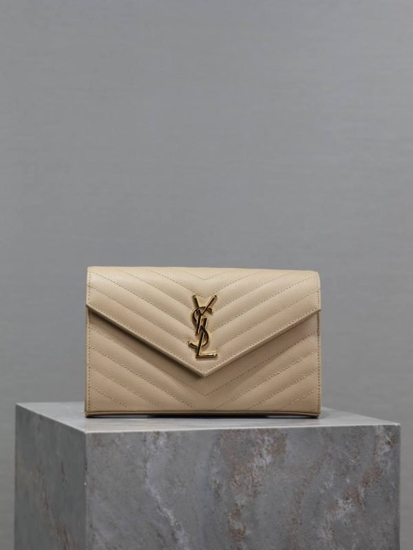 Saint Laurent YSL Monogram Gold Chain Envelope bag
