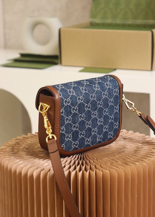 GUCCI Horsebit 1955 Grayish blue Denim Mini - Image 4
