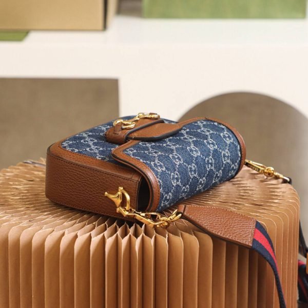 GUCCI Horsebit 1955 Grayish blue Denim Mini - Image 3