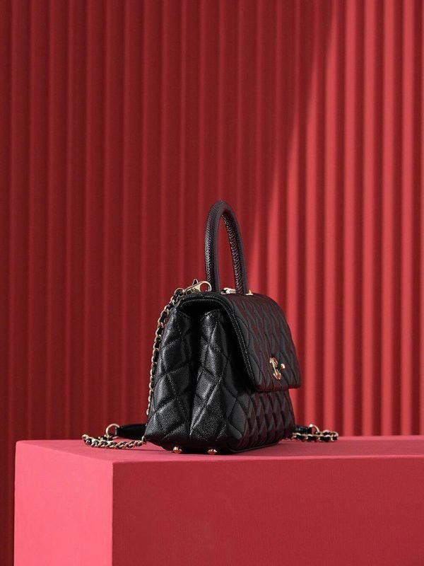 Chanel CoCo Handle Black 24cm Burgundy - Image 2