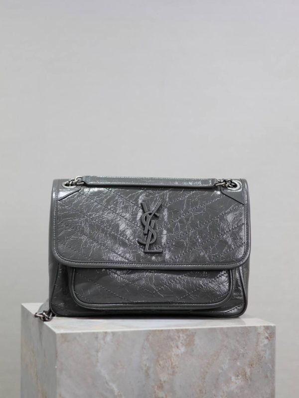 Saint Laurent YSL Niki Medium Gray Hooligan Bag