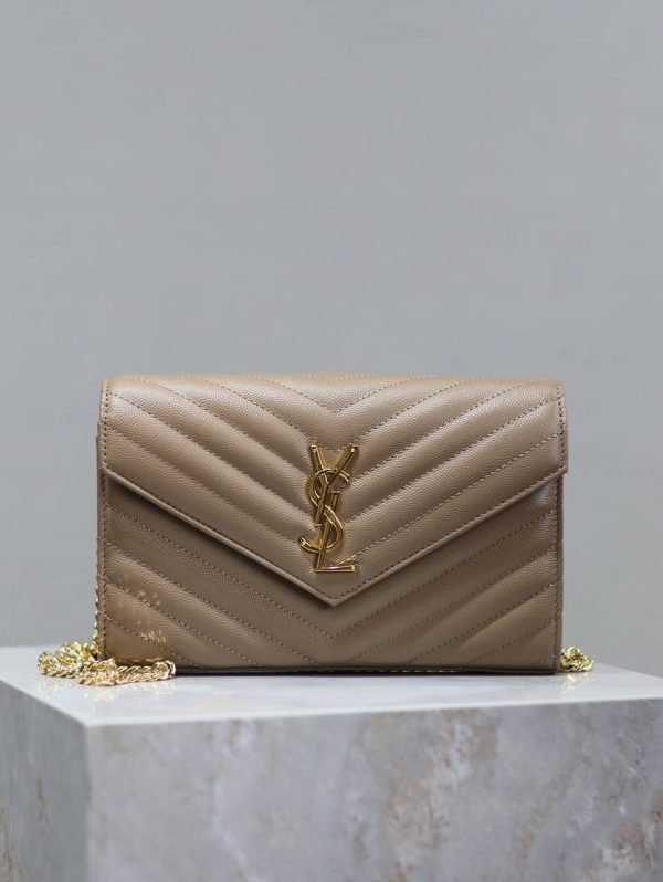 Saint Laurent YSL Cassandre Gold Label Logo Envelope bag