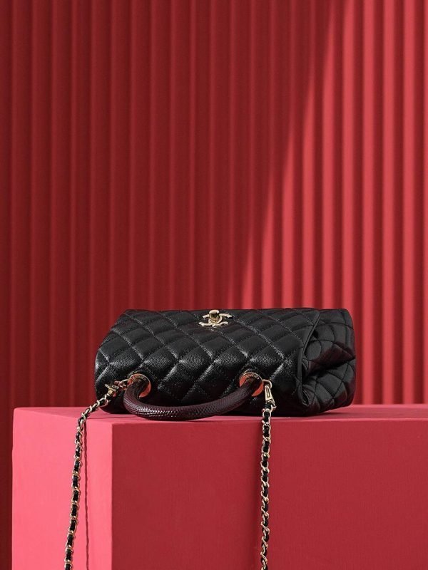 Chanel CoCo Handle Black 24cm Burgundy - Image 3